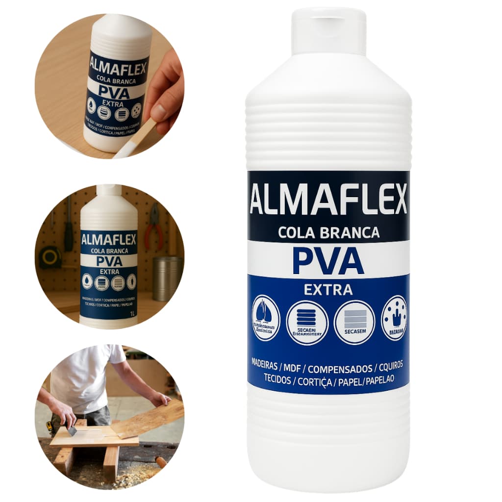 Cola Branca Couro Tecido Papel PVA Almaflex Super Fixação