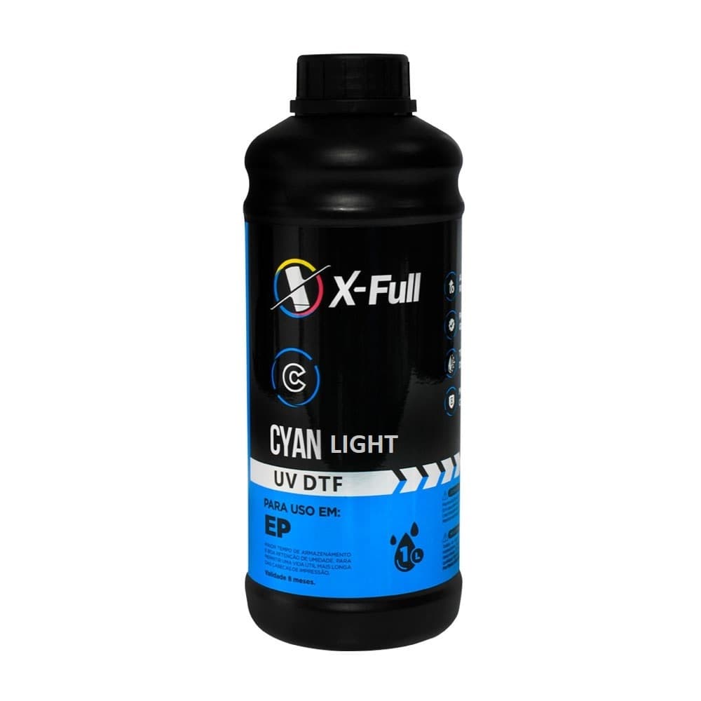 Tinta DTF UV 1 litro X-FULL Azul / Cyan Light Alta qualidade Durabilidade e Resistência