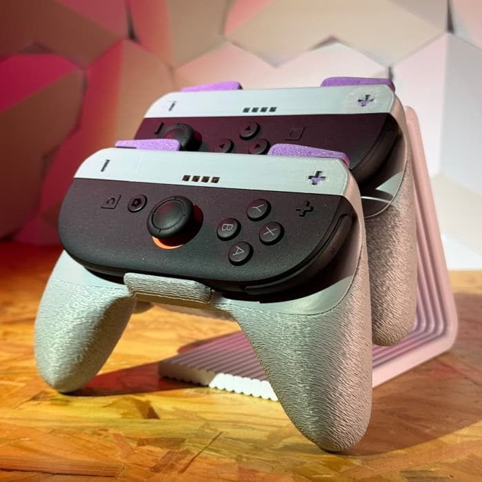 Grip Controle Switch 2 Ergonômico e Texturizado - Kit ou Individual - SNES CINZA E ROXO - Upgrade Switch 2