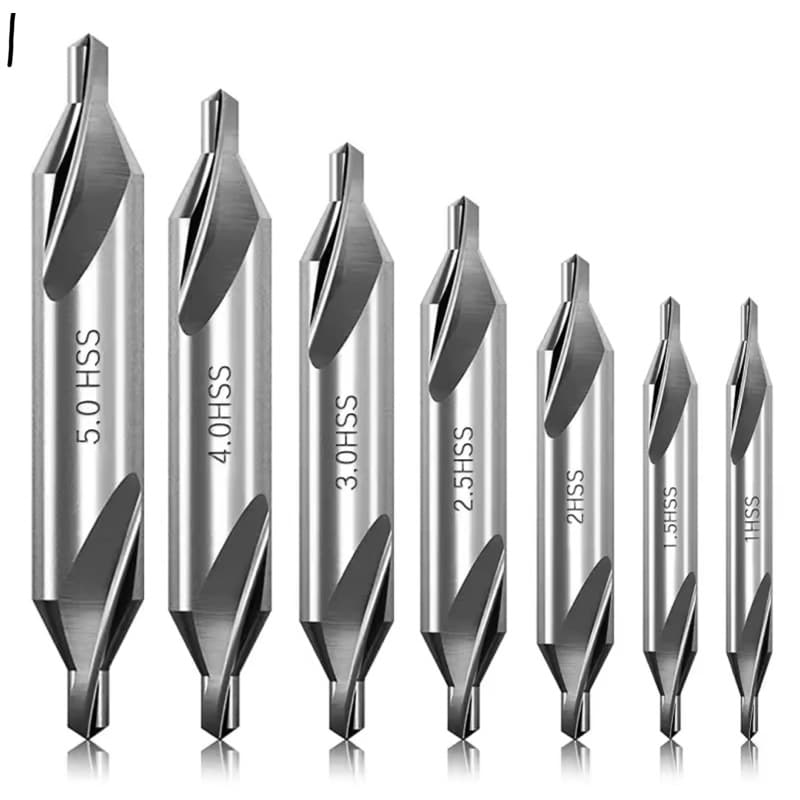 Conjunto de brocas de torno de 7 peças, 1/1.5/2/2.5/3/4/5, kit de brocas centrais de ângulo de 60 graus