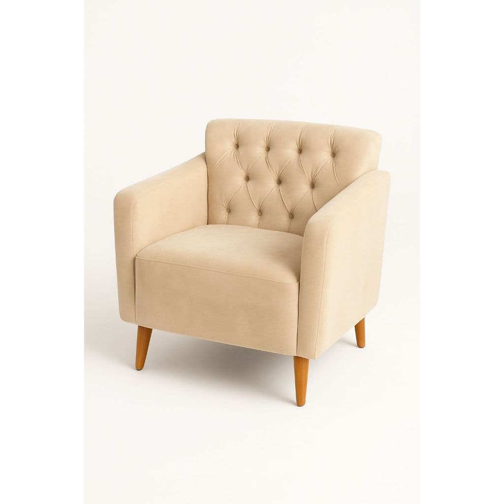 Poltrona Cadeira Nanda hall entrada sala Decorativa tecido suede macio varias cores bege Conforto