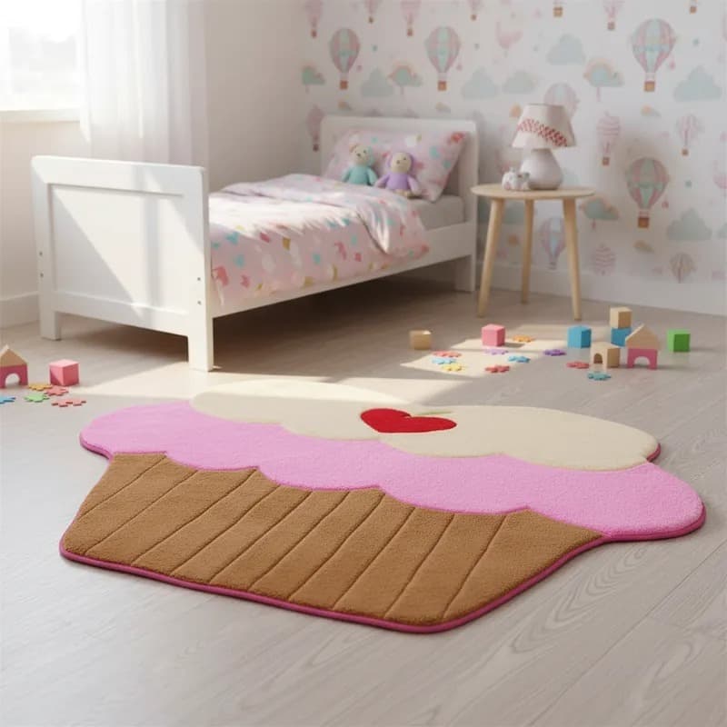Tapete Cupcake Pelúcia Infantil Para Quarto Decorativo Menina