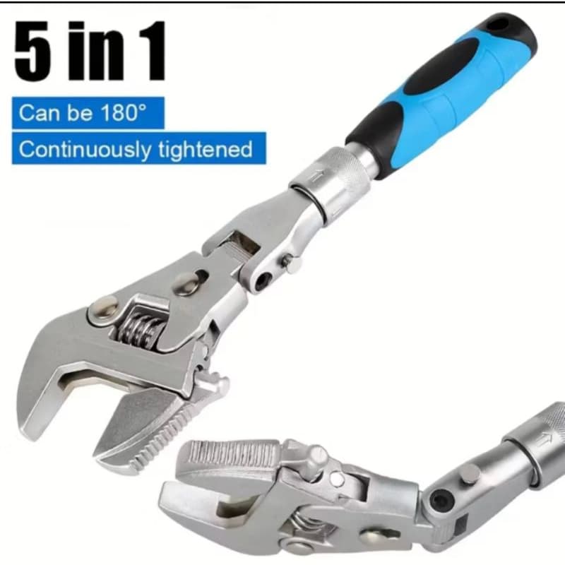 5 em 1 Chave Catraca Ajustável Multifuncional Aço Torquímetro 360° Chave Profissional ferramenta 15612