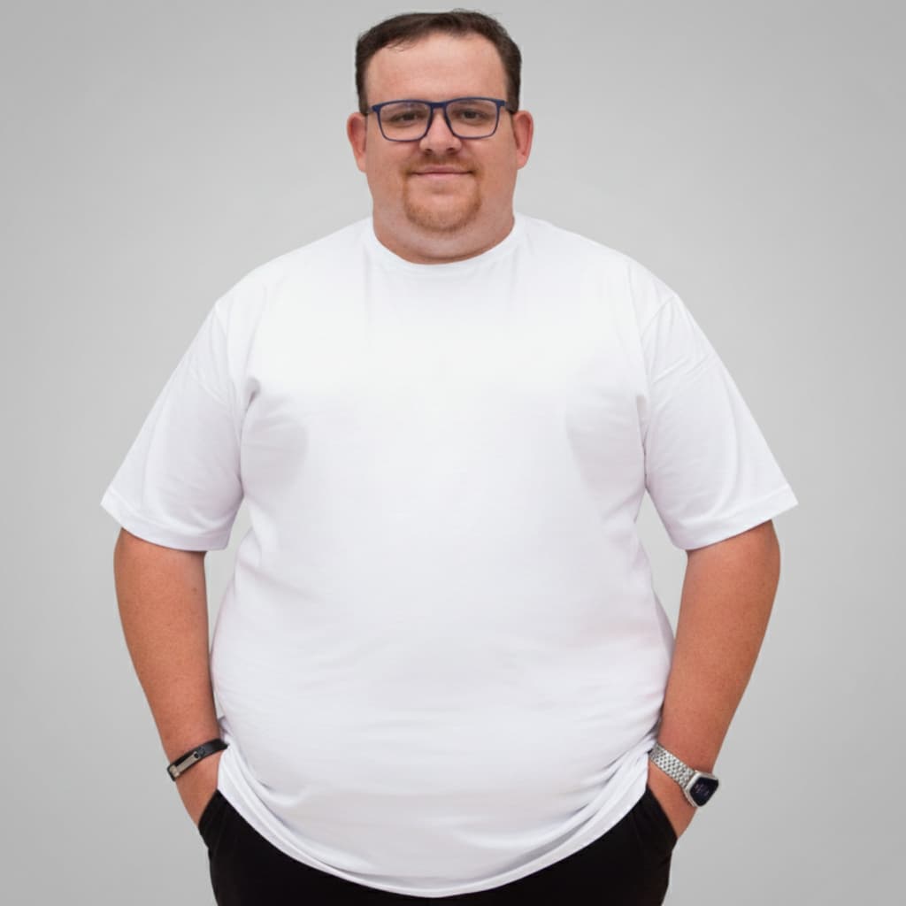 Camiseta Básica Masculina Plus Size Branca 100% Algodão Lisa Confortável Modelagem Ampliada Casual