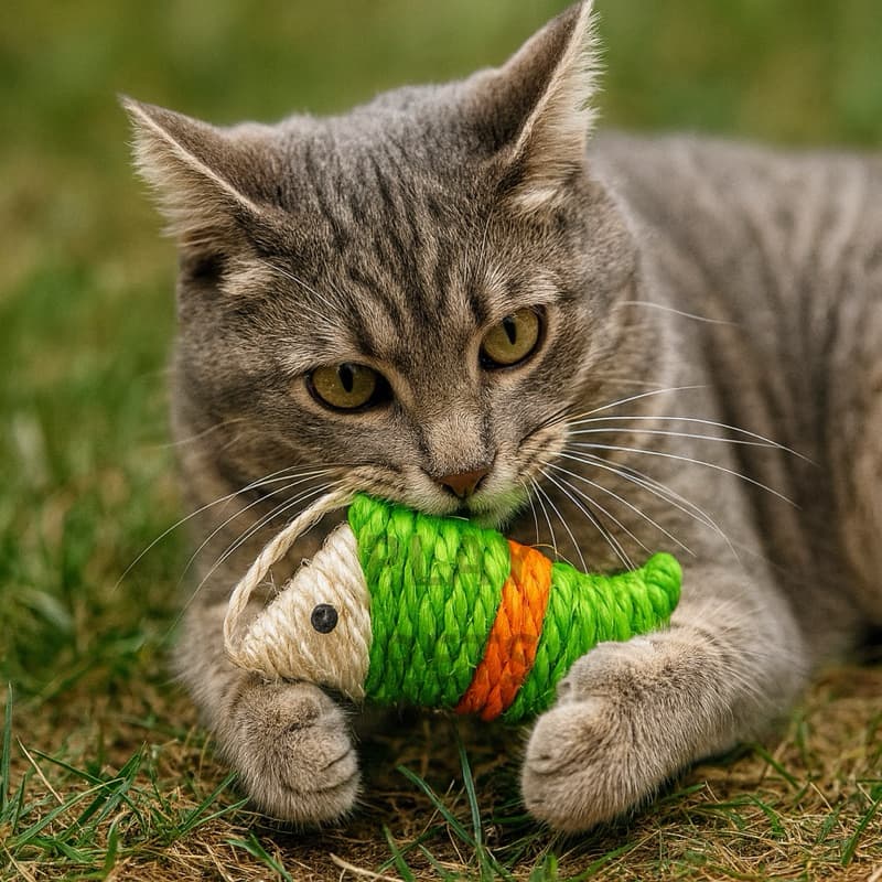 Brinquedo Interativo para Gatos, Peixe de Sisal