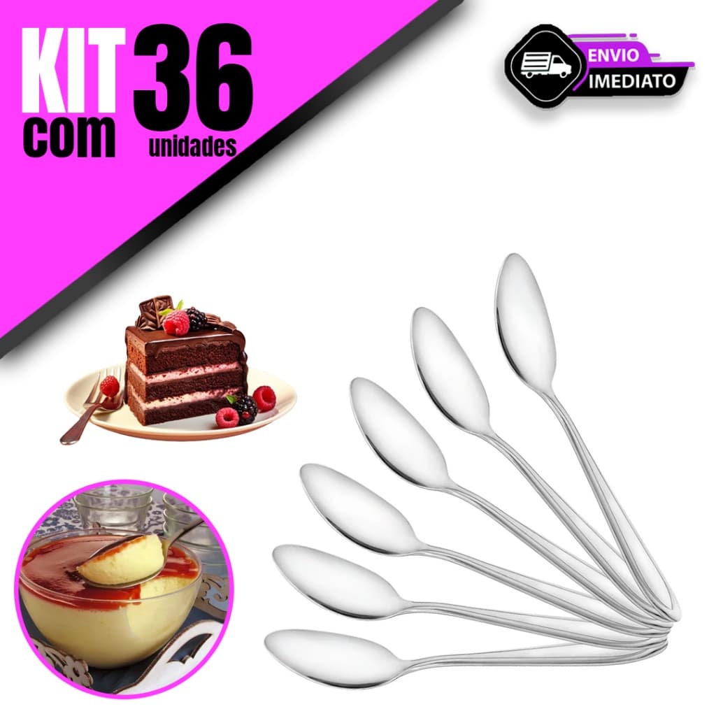 🥄 Kit Completo 36 Colheres de Sobremesa em Inox – Alta Qualidade para Uso Doméstico e Profissional 🍰