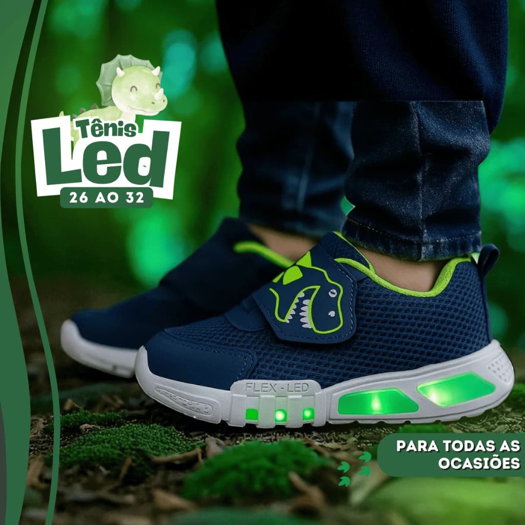 Tênis Infantil LED com Personagem, Conforto e Estilo para Meninos do 22 ao 33 – Oferta Relâmpago