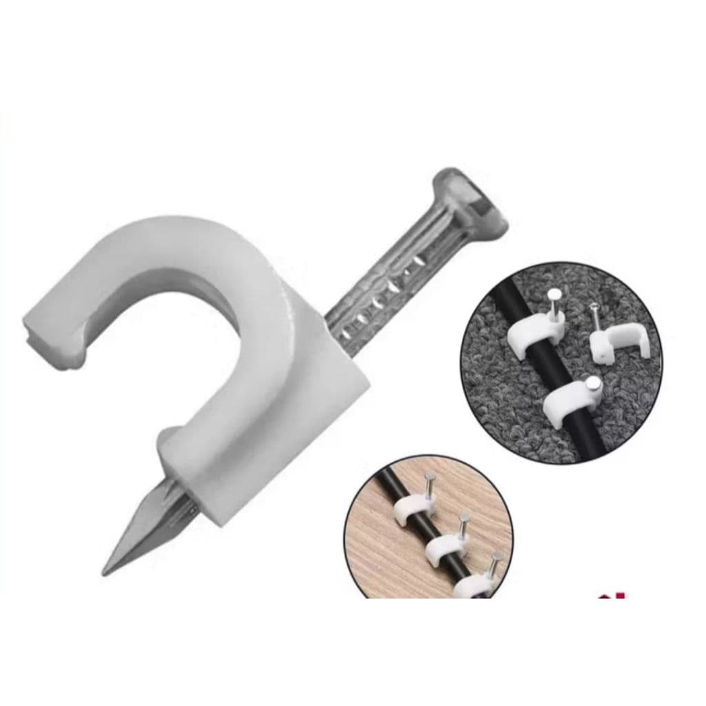kit c/ 100 pcs de miguelao Fixa Cabo Rg6  Branco Prego em aço carbono. (Não entorta)