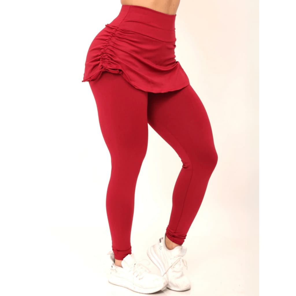 CALÇA LEGGING COM SAIA FEMININO GINASTICA ACADEMIA FITNESS
