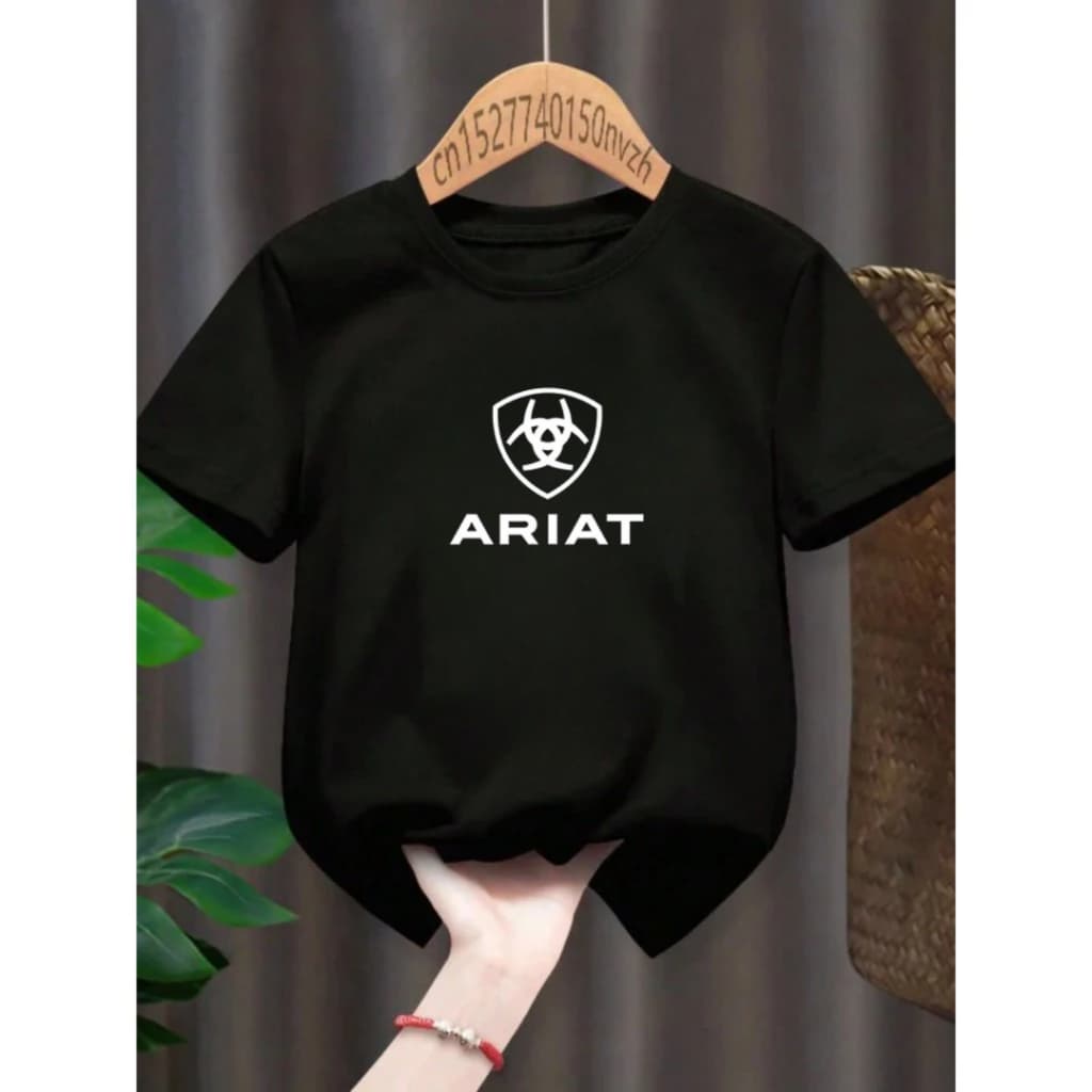 Camiseta Camiseta Infantil Juvenil Estampada Ariat Algodão Camisa Unissex Country Estilo Texas Agro