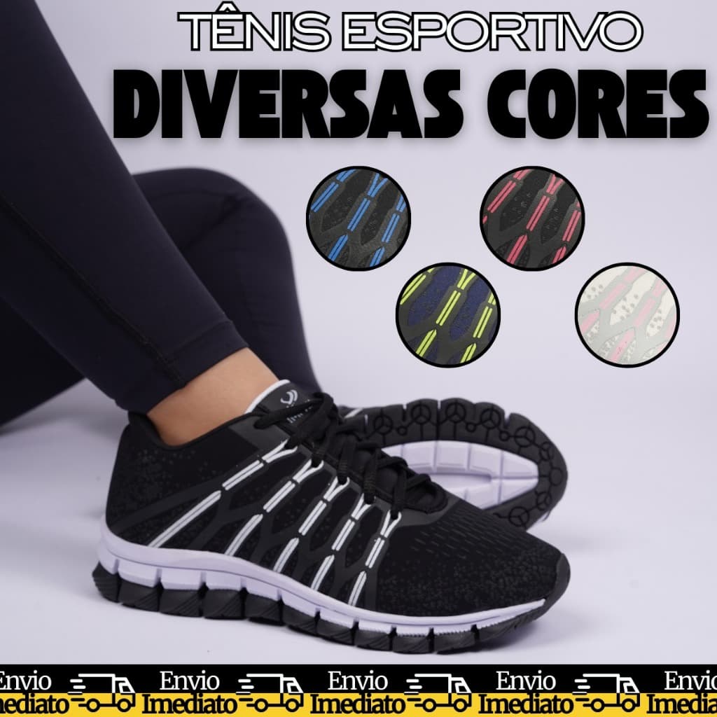 Tênis Feminino Confortável Esportivo Leve para Treino e Caminhada