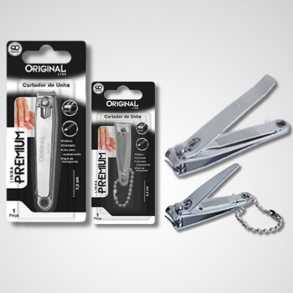 Kit Cortador de Unha Premium Kit 2 Peças Cromado Portátil 5,2 CM E 7,5 CM