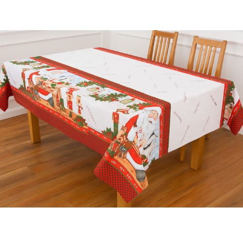 Toalha para Mesa de Natal Térmica e impermeável, por Metro, 4,6,8,10 cadeiras - Pvc