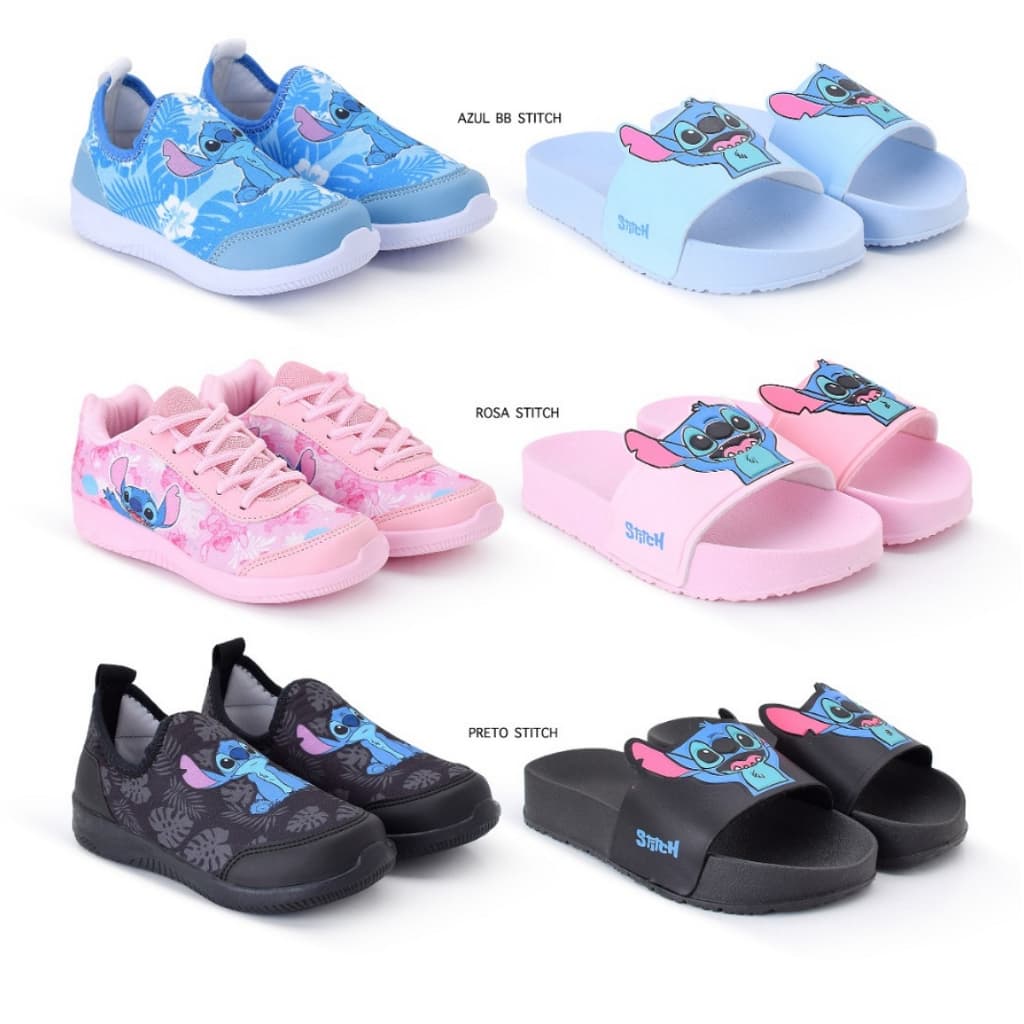 Tênis Stitch e Chinelo Slide  Kit com 2 Pares, sendo 1 Tênis e 1 Chinelo