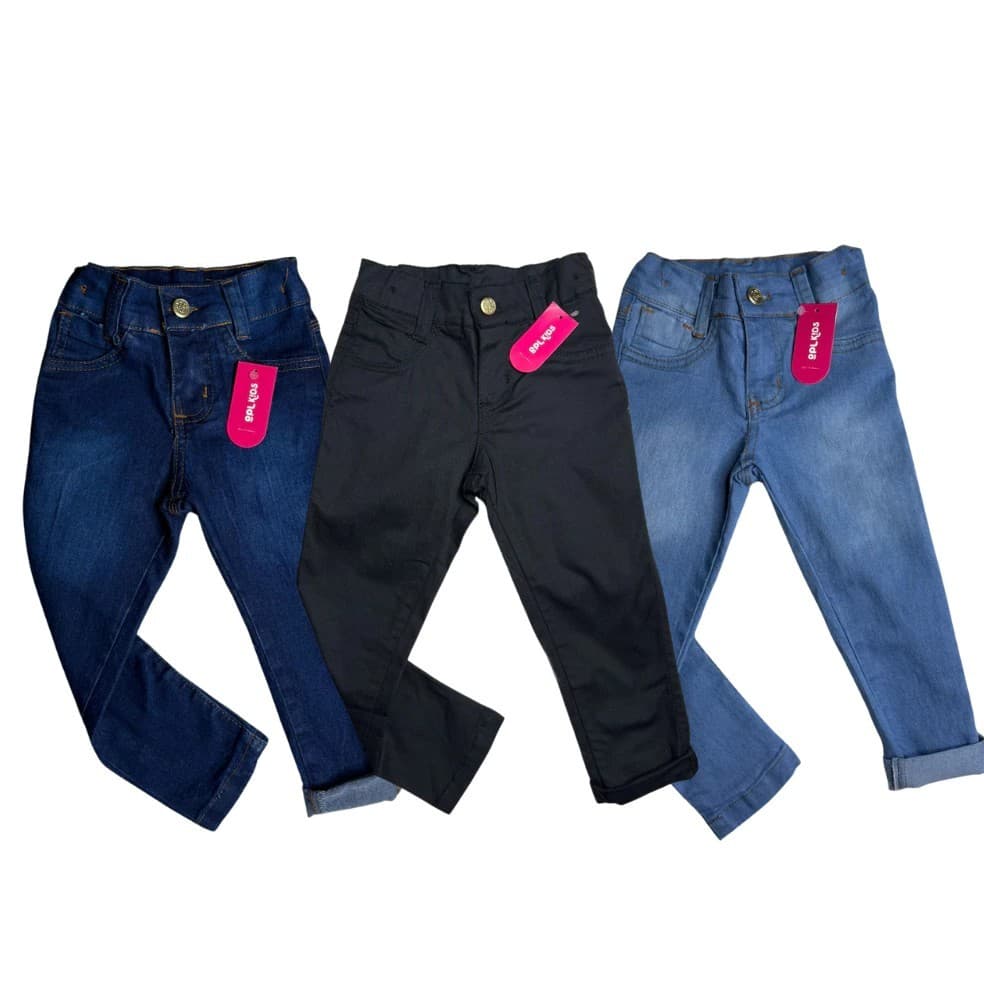 Calça Jeans Sarja Menina Juvenil Cores Infantil