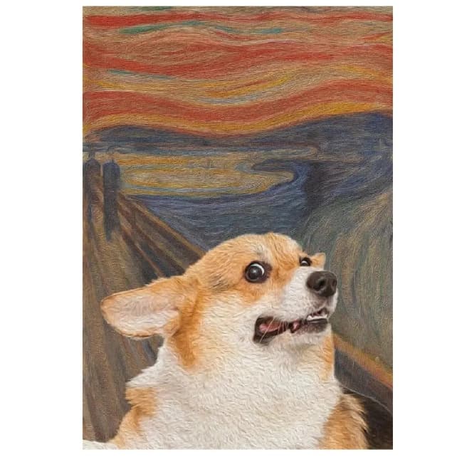 Quadro decorativo Humor moderno O Grito gato e cachorro (1 peça)