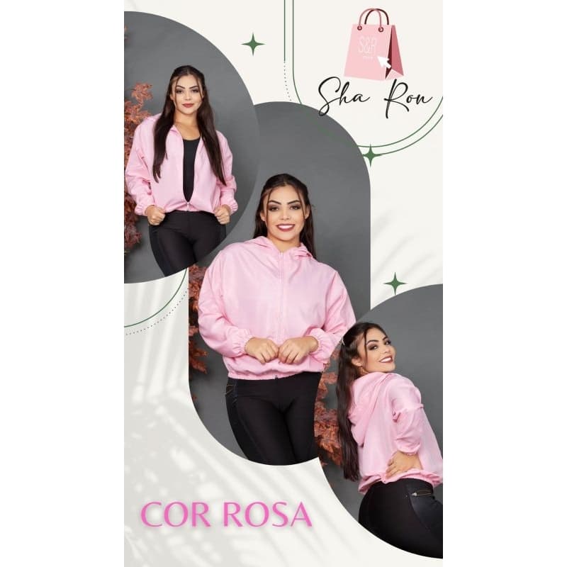 Jaqueta Corta Vento Femenino Tecido Tactel com Toca/ Esportivo/ Ar Livre/ Basico/ Casual