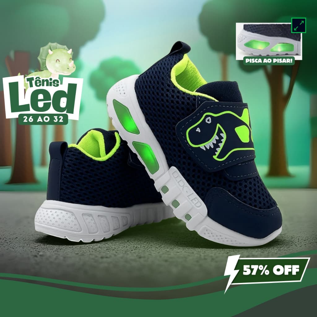 Tênis Infantil LED com Personagem, Conforto e Estilo para Meninos do 22 ao 33 – Oferta Relâmpago