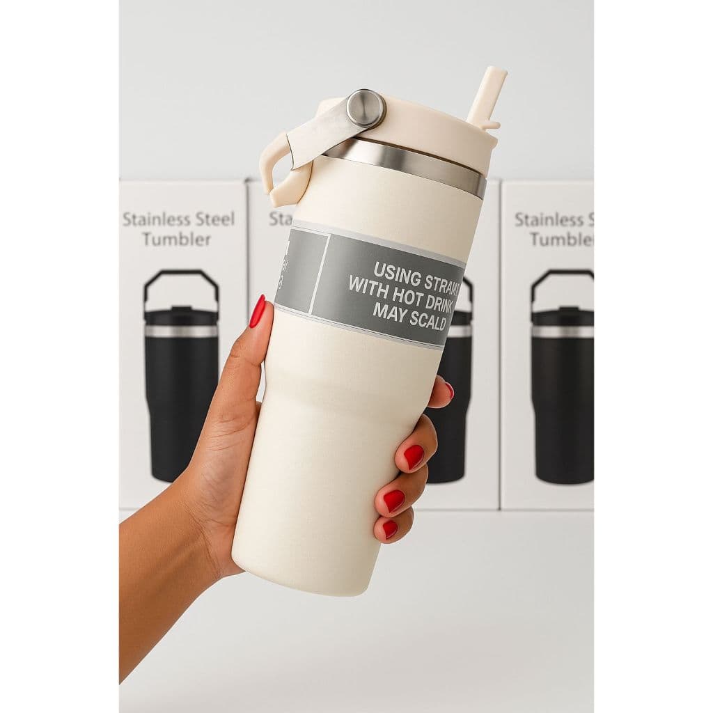 Copo 900ml Com Tampa Alça e Canudo Térmica Inoxidável PARA TOMA SUA AGUA BEM GELADA 26/27