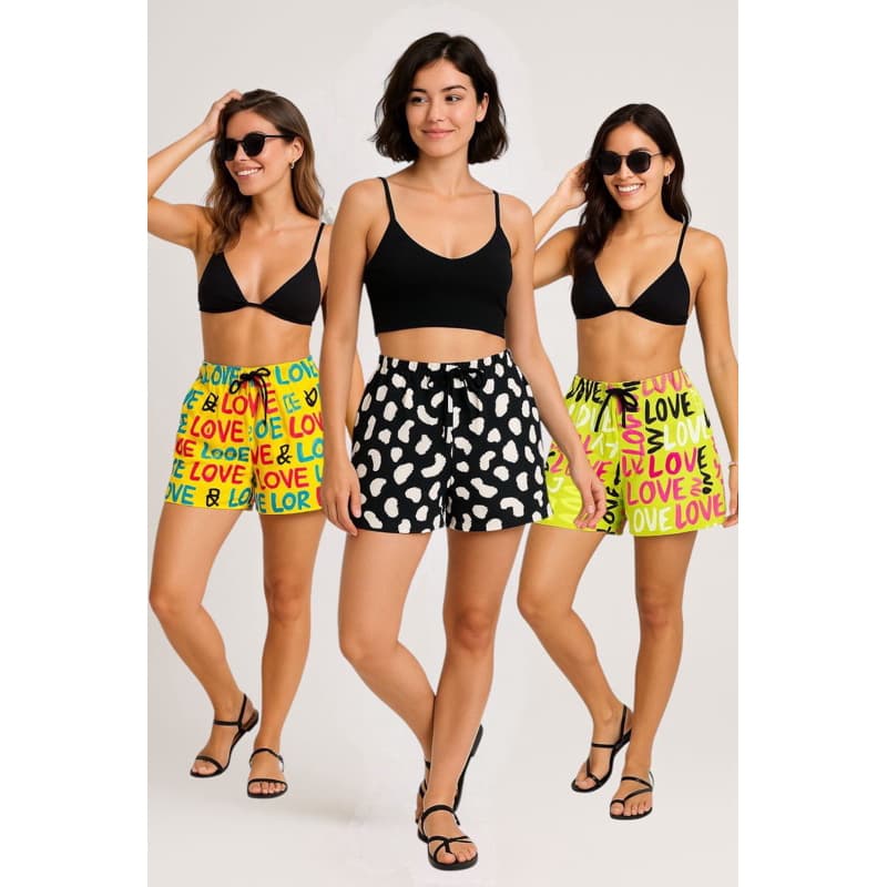 Kit 3/4/5 Shorts Femininos Estampados Sortidos Praia Academia Conforto P M G GG G1 G2 G3
