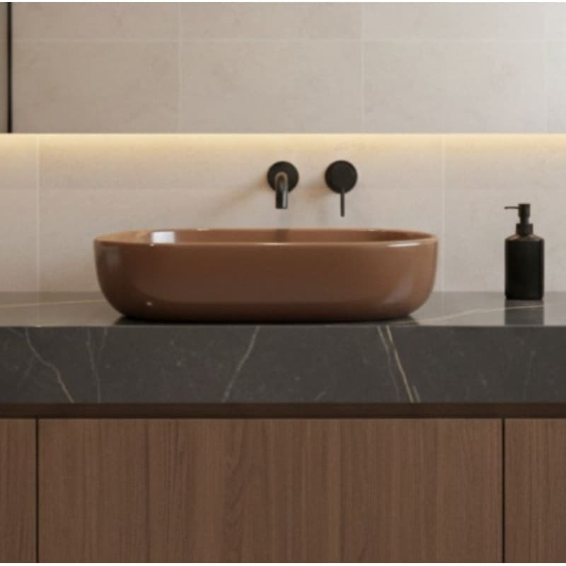 CUBA MARROM PARA LAVABO DE BANHEIRO - CIMENTO REZINADO