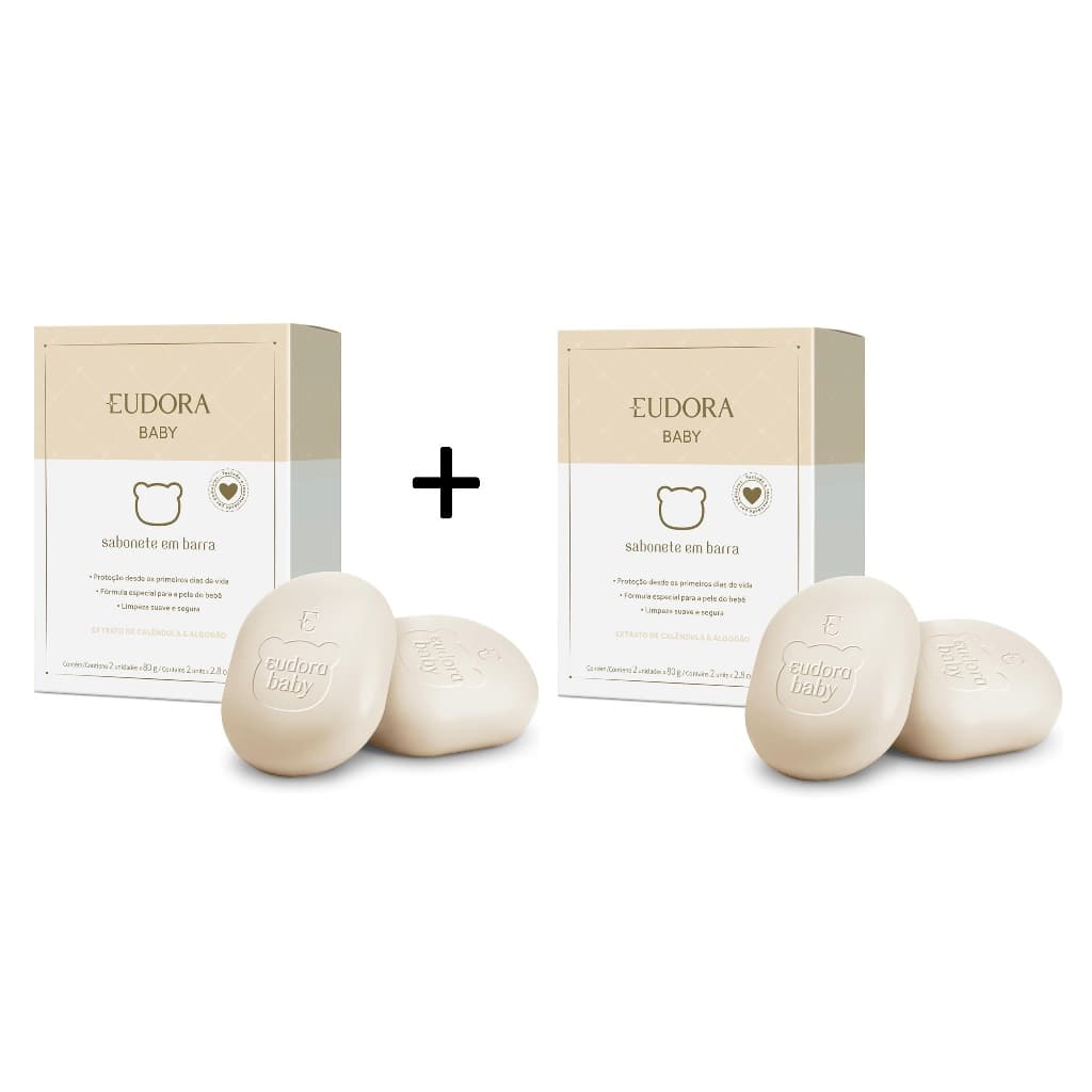 2 Kit Sabonetes em Barra Eudora Baby 2x80g cada VAL - 09/2027