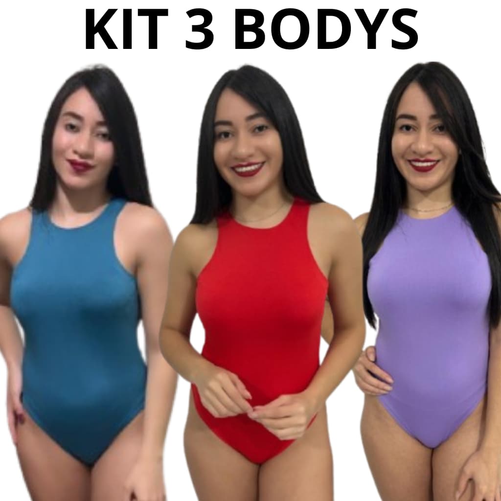 Kit 3 Blusa Feminina Alça Grossa Feminino Body Tendência Elegante Suplex