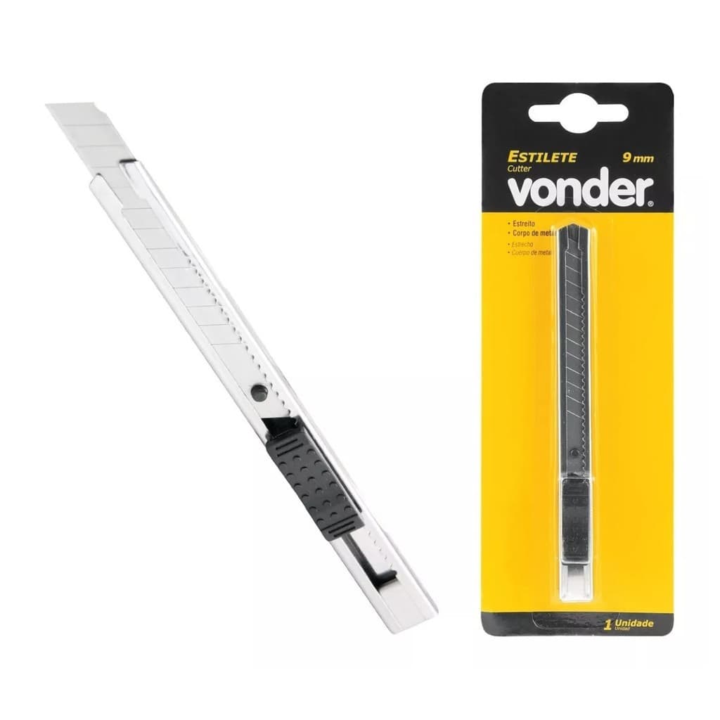 Estilete estreito de metal Lâminas 9 mm Profissional VONDER