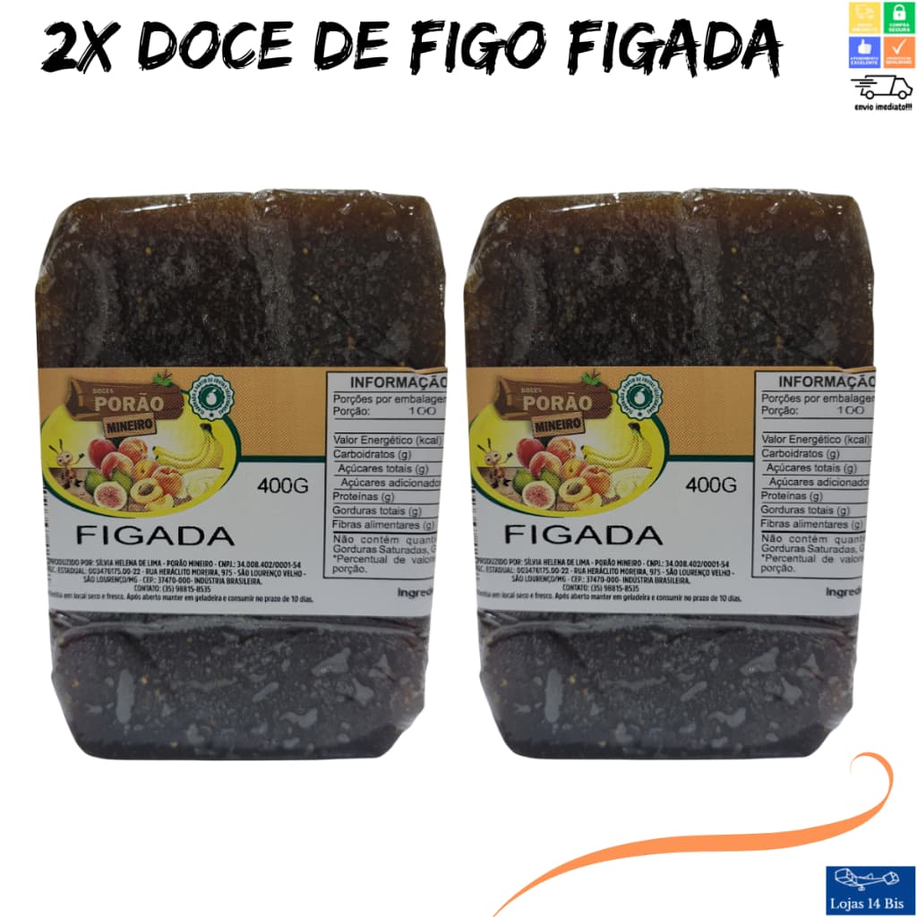 2 Doce de Figo Figada Porão Mineiro 400g Sem Glúten