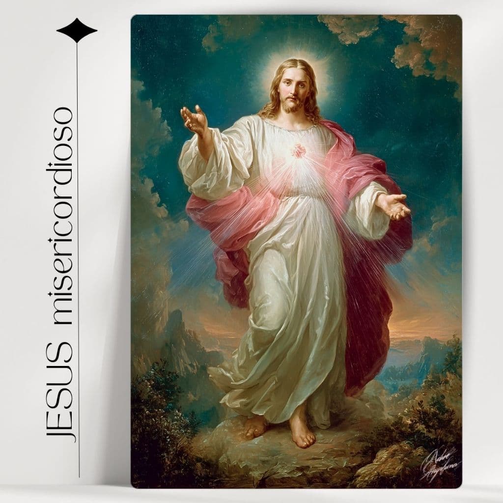 Quadro Decorativo Jeus Misericordioso- Católico - Já com Fita Adesiva para Pendurar - Envio Imediato