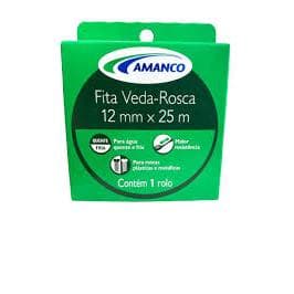 Fita Veda Rosca Teflon 12mmx10m Maior Resistência Para Roscas Plásticas e Metálicas Amanco