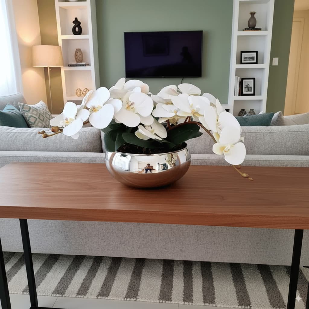 Arranjo Orquídea Artificial 3d Vaso De Vidro 4 Hastes