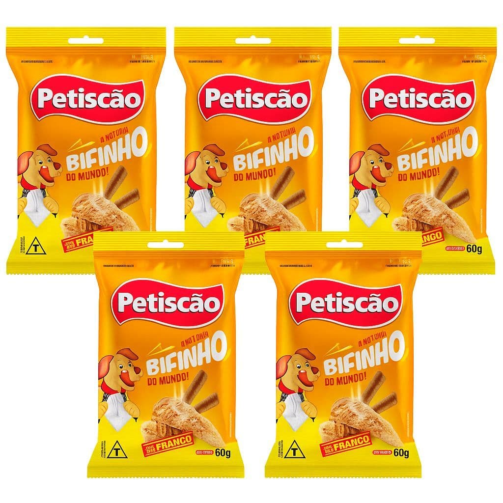 Petisco Bifinho Palito de Frango Mastigável 60g cada Petiscão