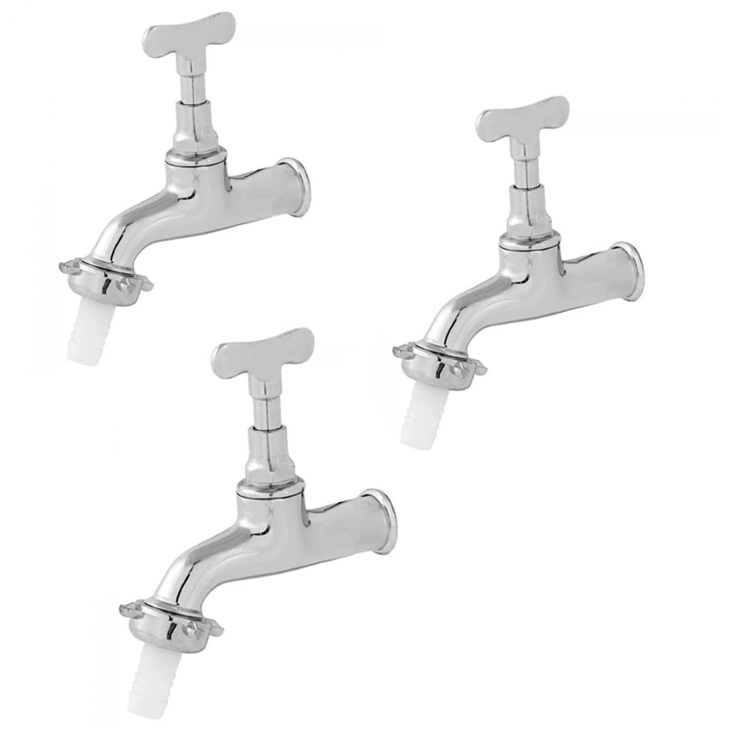 Kit 3 Torneira Tanque/Jardim Metal Cromada com Bico 1128 Chaveta Vedante