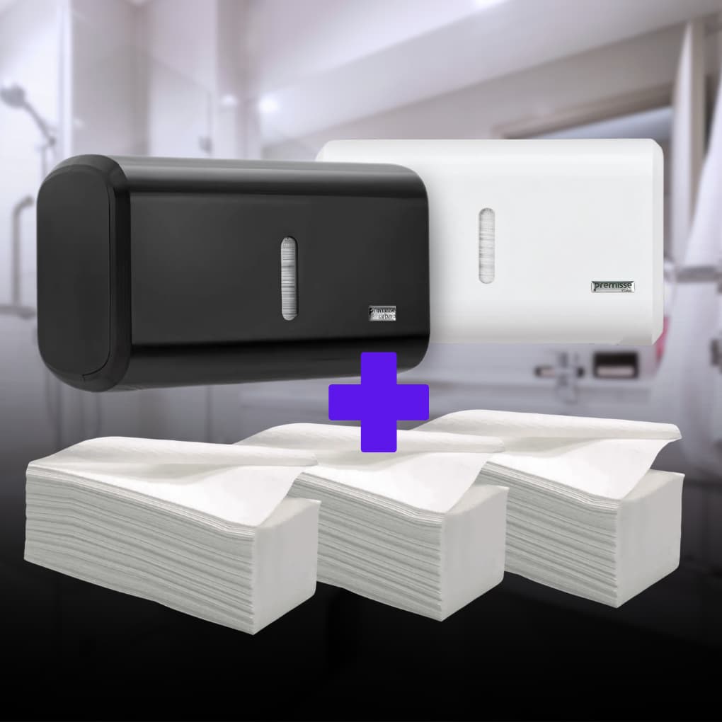 Porta Papel Toalha + Papel Interfolha Banheiro Cozinha Compacto Premisse