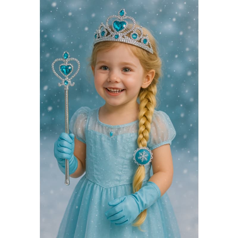 KIT DA PRINCESA ELSA COM TIARA, VARINHA, PAR DE LUVAS E CABELO DA ELSA TEMATICO PARA MENINAS EM ANIVERSÁRIOS FESTAS