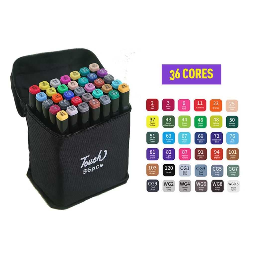 24/36/48/80 Cores / Canetinha Marcadora Touch Profissional Ponta Dupla para Desenho