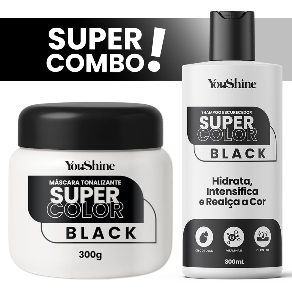 Combo Tonalizante Máscara + Shampoo Super Color YouShine 300ml Efeito Natural Cobre Cabelos Brancos