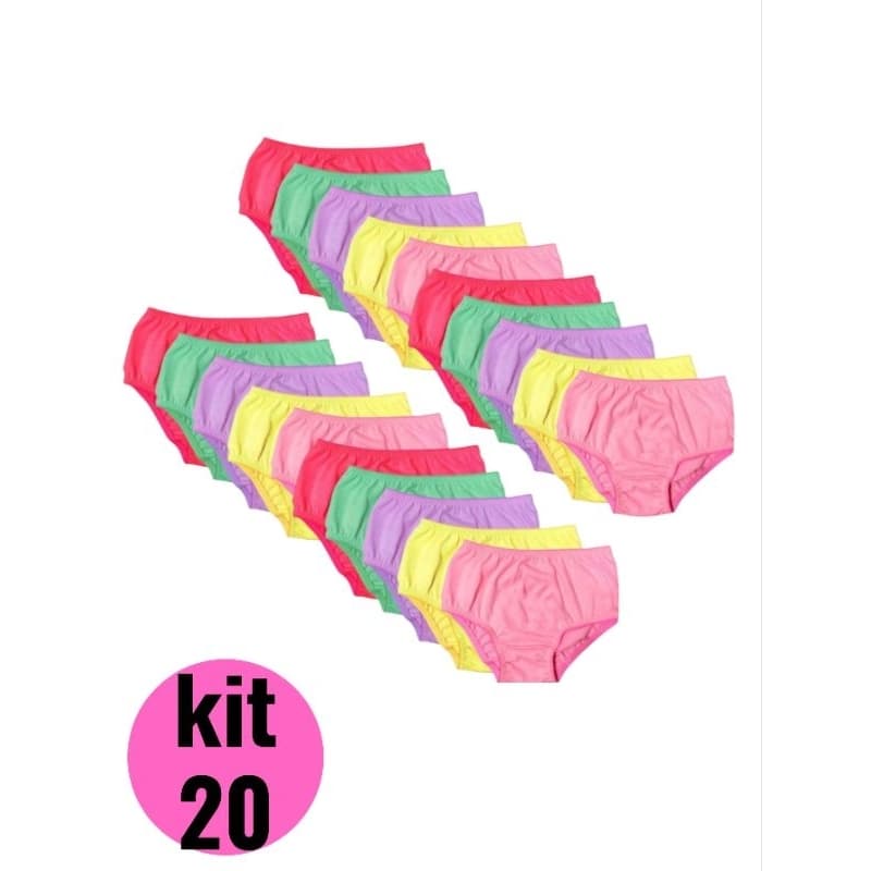 Kits de Calcinhas infantil lisas com forro  cores sortidas 100%algodao LINHA PREMIUM ( kits  10 ,12 e 20 pcs )