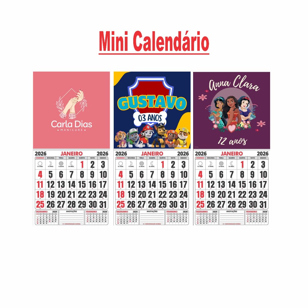 Lembrancinha Mini calendário 2026  - personalizado para ima de geladeira - festas - empresas- logo - c/ ima adesivo