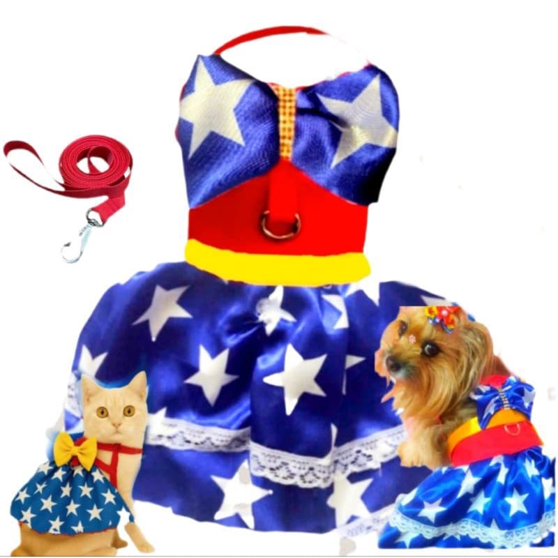 COLEIRA PEITORAL VESTIDO ROUPA PET COM GUIA PARA PASSEIO CACHORRO GATO
