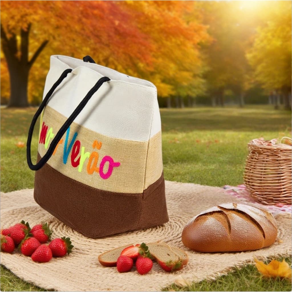Bolsa Estilo Tote Com Design Listrado E Bolso Frontal Amplo Ideal Para Dias De Praia E Passeios Com Conforto E Estilo