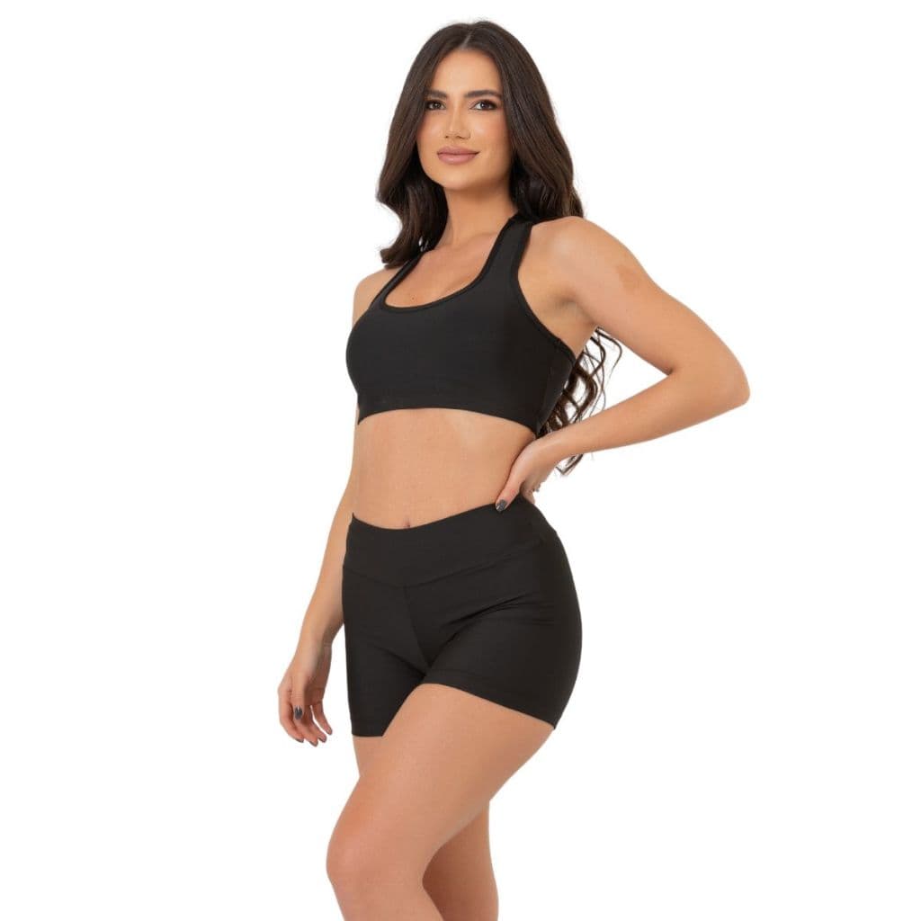 Conjunto Feminino Fitness Sem Bojo Conforto Confortável Top Forrado Short Esportivo