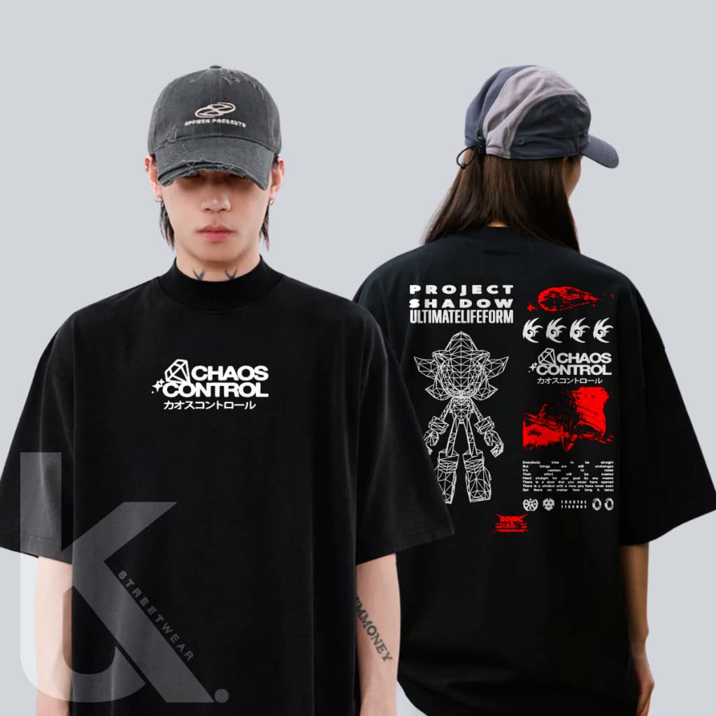 Camiseta Oversized Streetwear 100% Algodão Project Shadow Ultimatelifeform Chaos Control Sonic Tee Unissex Sega