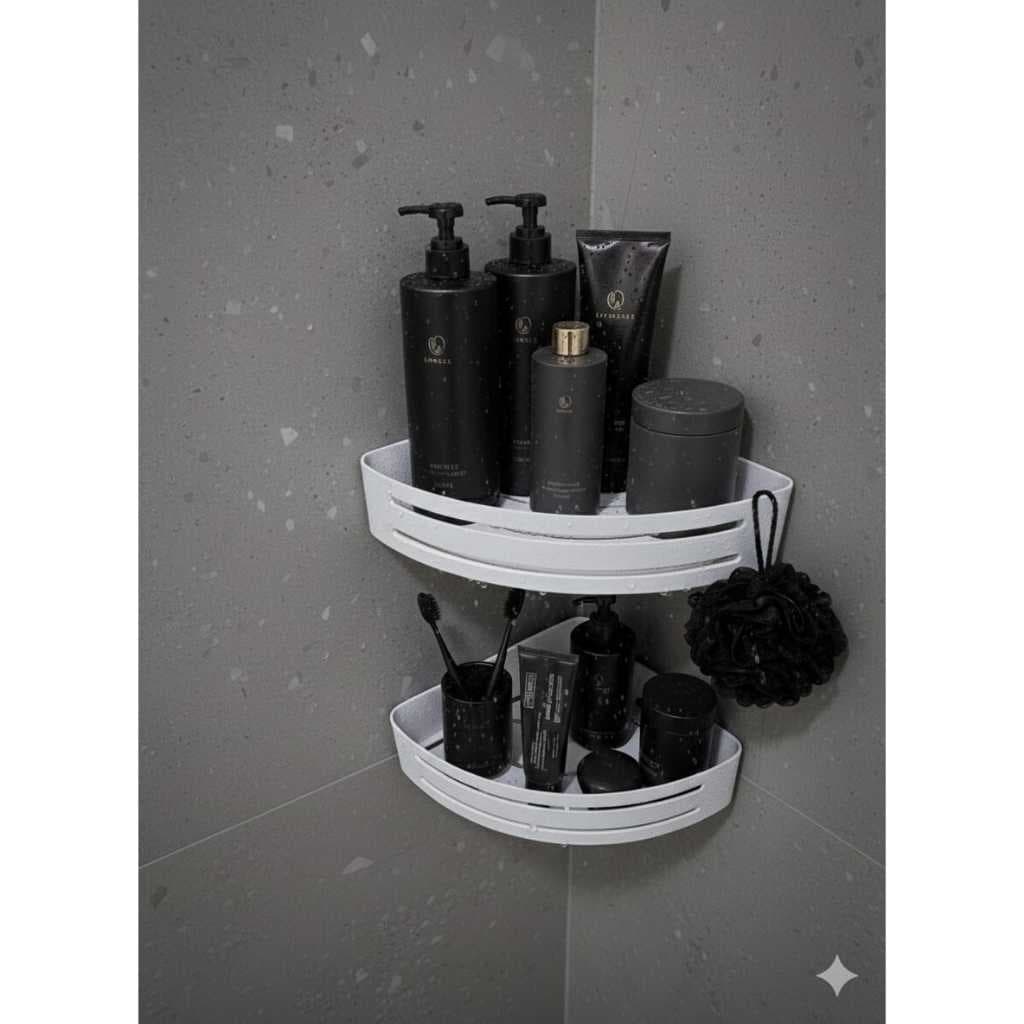 Kit 2 Suportes Porta Shampoo Para Banheiro De Canto C/ Adesivo