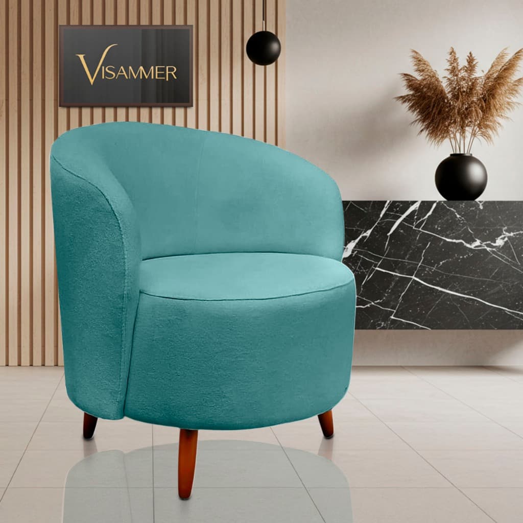 Poltrona Orgânica Visammer  Tecido Boucle Com Pés Retrô  Para Salão de Beleza Quarto Closet