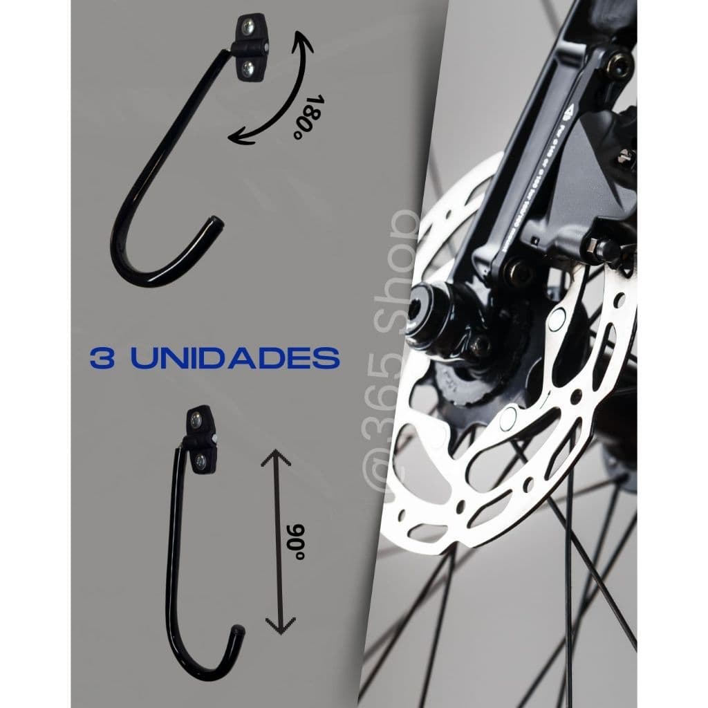 3 Suportes Gancho Vertical de Bicicleta para Parede Multiuso