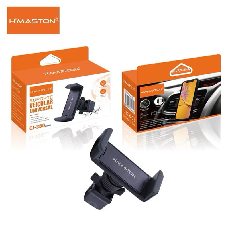 Suporte Celular Carro Garra Forte Saída de Ar Condicionado Ajustável 360° H‘maston CJ-350