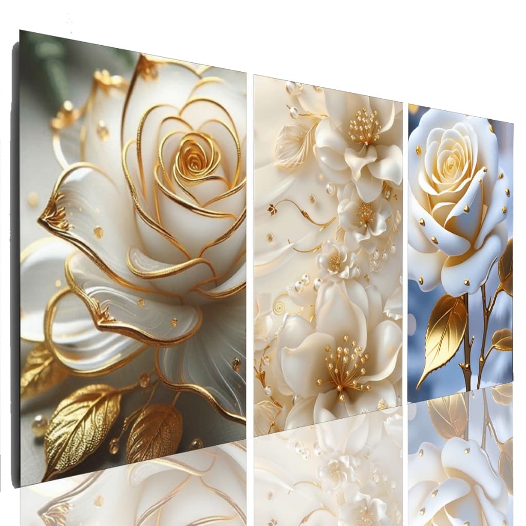 Quadro Decorativo Tulipa Branca Mosaico Sala Grande 120 X 60 Cm