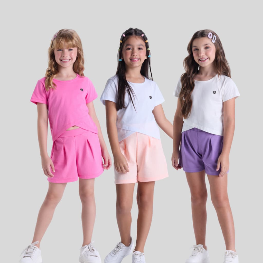 Conjunto Infantil de Verão Cropped Transpassado